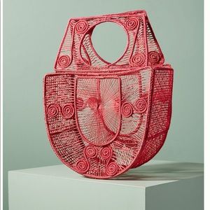 Elegant Red Woven Handbag
